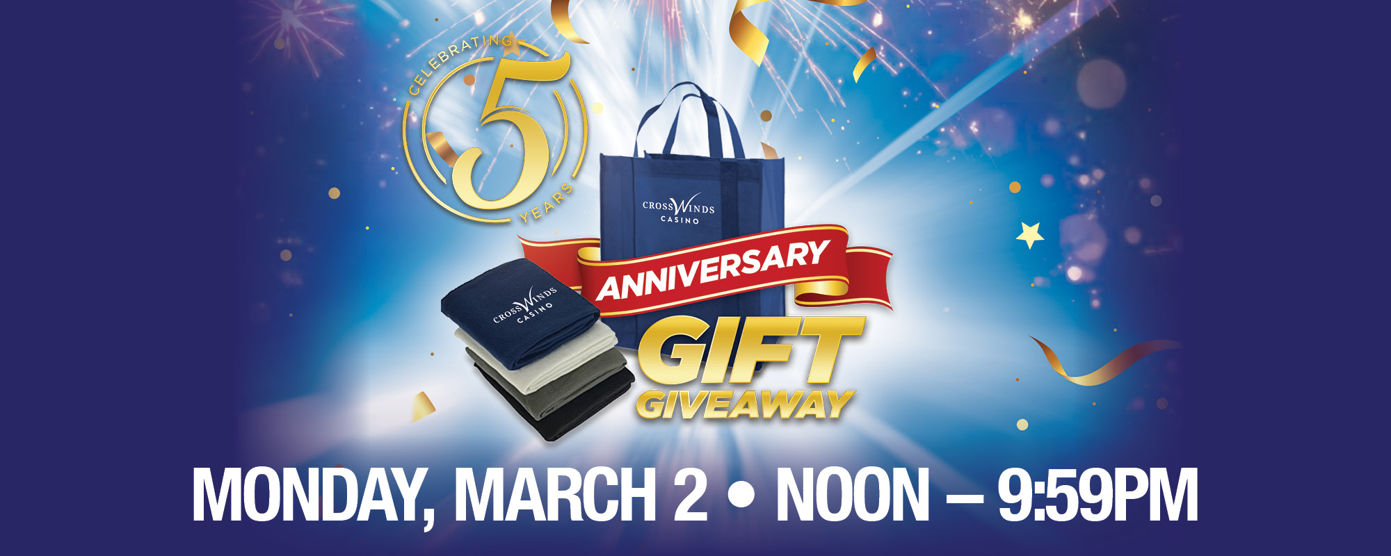 CrossWinds Casino 5th Anniversary Gift Giveaway
